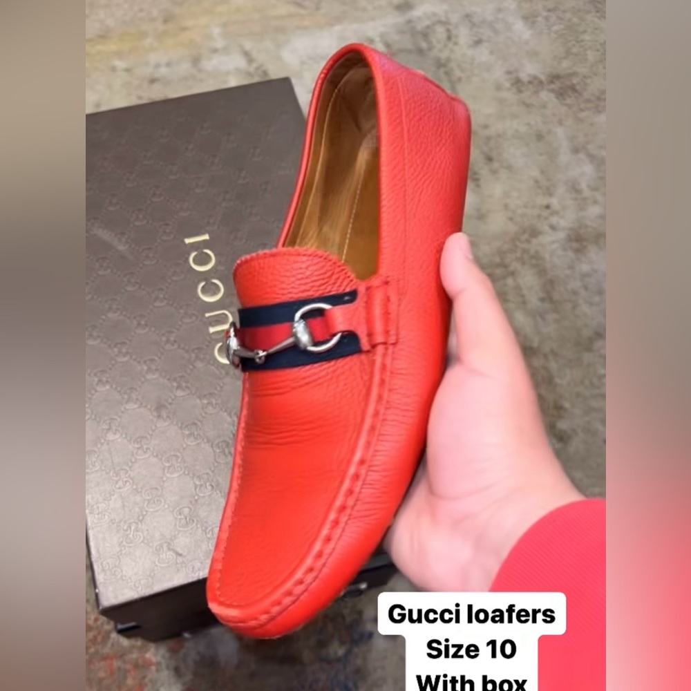 Men's Red Gucci Driving Loafers